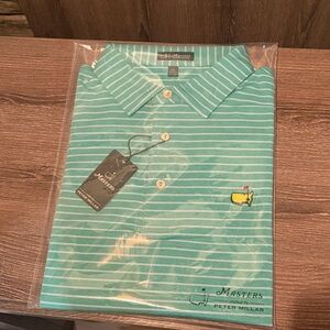 Peter Millar Aqua Striped Polo Shirt - Masters